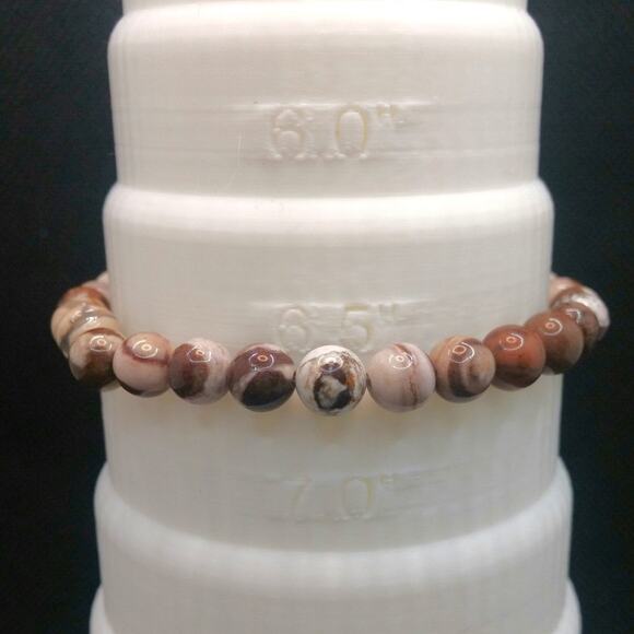 Australian Zebra Jasper Gemstone Bracelet Handmade 6mm Beaded Stretch NEW - Picture 6 of 10